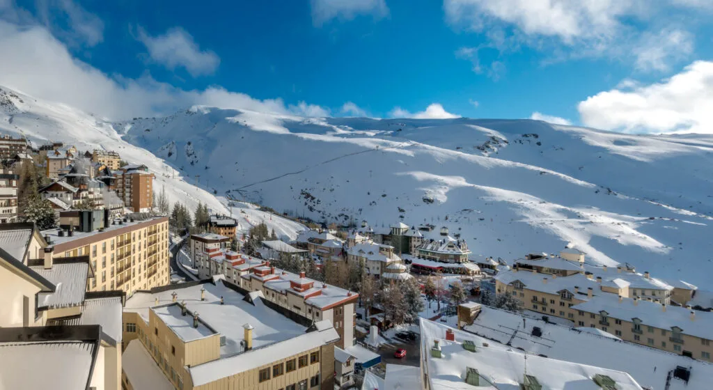 View of ski resort in Sierra Nevada, Spain
