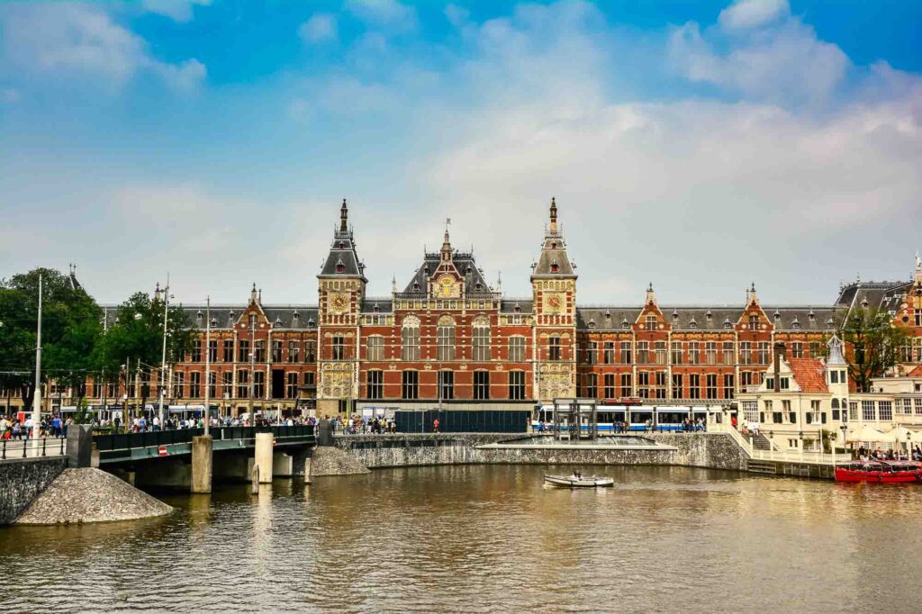 Amsterdam Central Station is one of the famous landmarks in the Netherlands