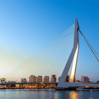Erasmus bridge over the river Meuse in Rotterdam, the Netherlands