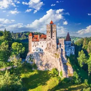 Bran Castle, Romania built upon a 200-foot high cliff