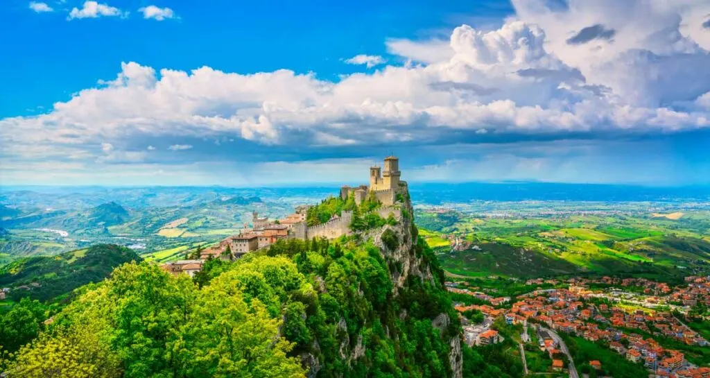 Guaita Castle with beautiful views atop Mount Titano in San Marino