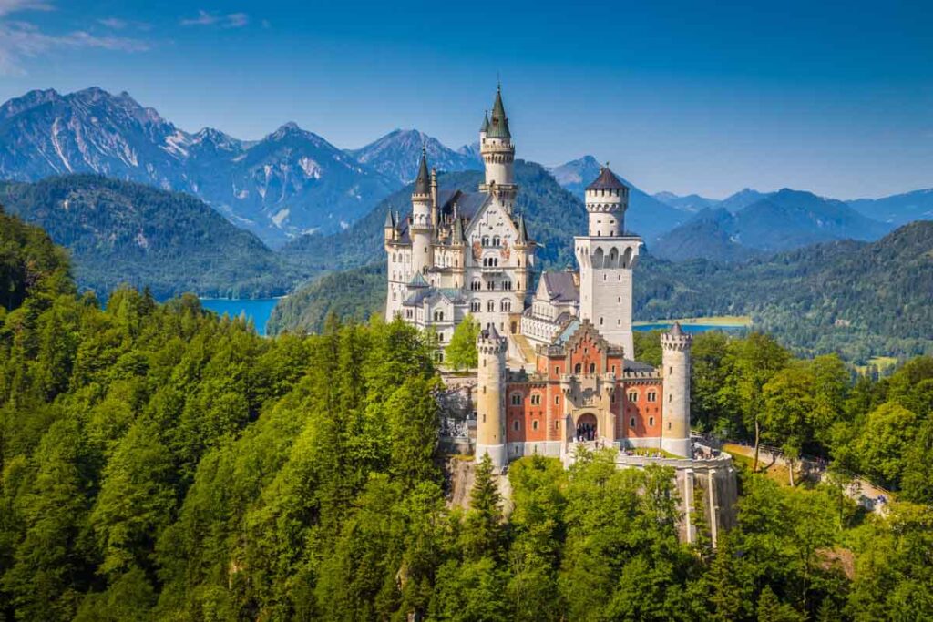 Beautiful view of the world-famous Neuschwanstein Castle, perhaps the most famous landmark in Germany