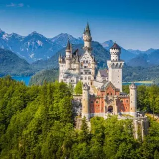 The magnificent Neuschwanstein Castle in Germany and its beautiful surroundings