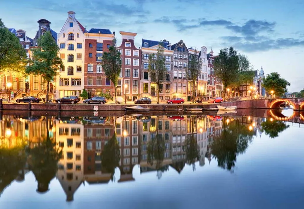 Scenic Amsterdam at dusk