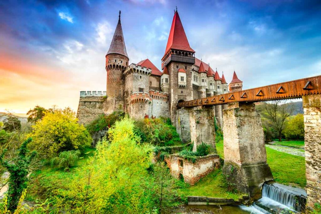 The impressive Corvin Castle in Romania