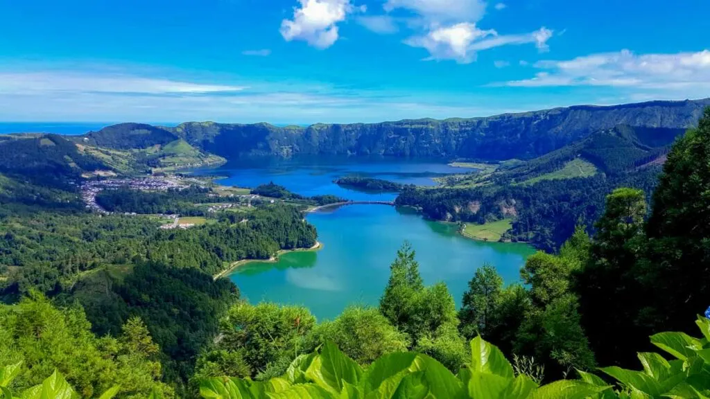 Amazing view of Lake Azul in Azores, Portugal