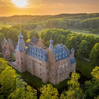 Sunset aerial at Doorwerth Castle