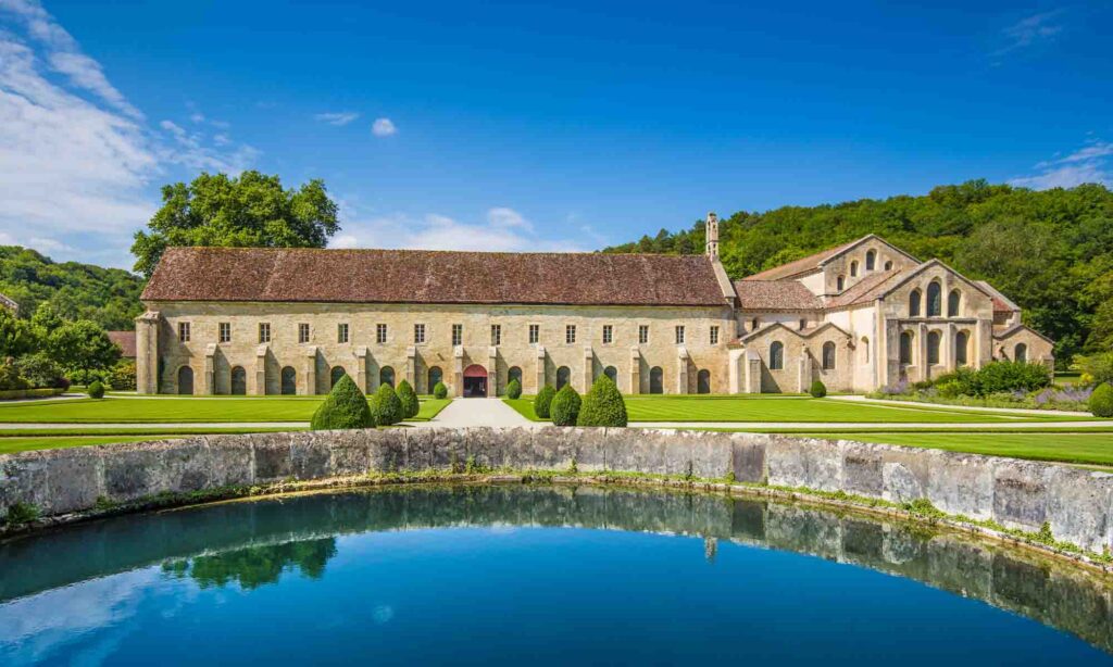 Beautiful view of Cistercian Abbey of Fontenay in Burgundy, France