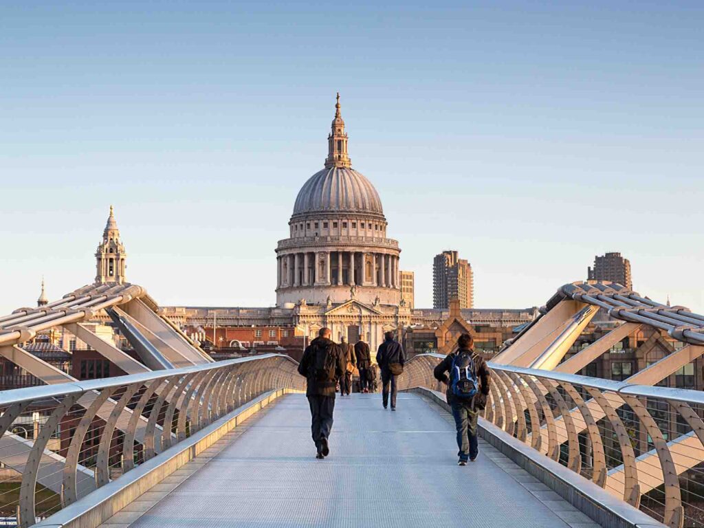 Millennium bridge and St Paul cathedral in London
