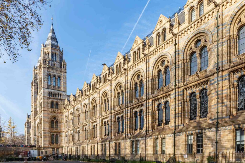 Natural History museum in winter, London, England