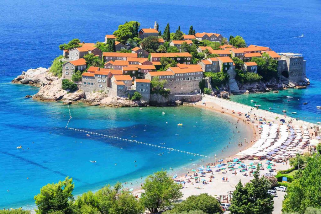 Sveti Stefan beach in Montenegro