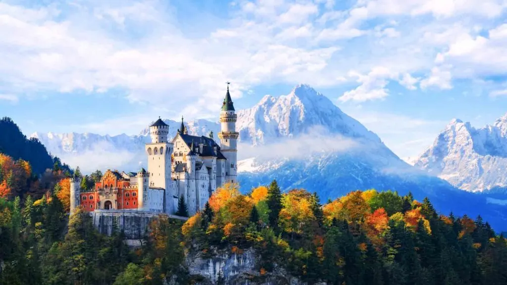 Beautiful view of Neuschwanstein castle in the Bavarian Alps, Germany
