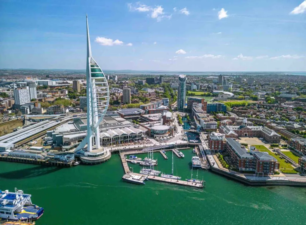 Spinnaker Tower and Portsmouth Harbor, England