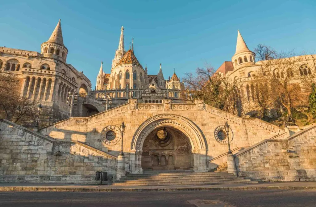 Sunlit Fisherman's Bastion in Budapest, Hungary