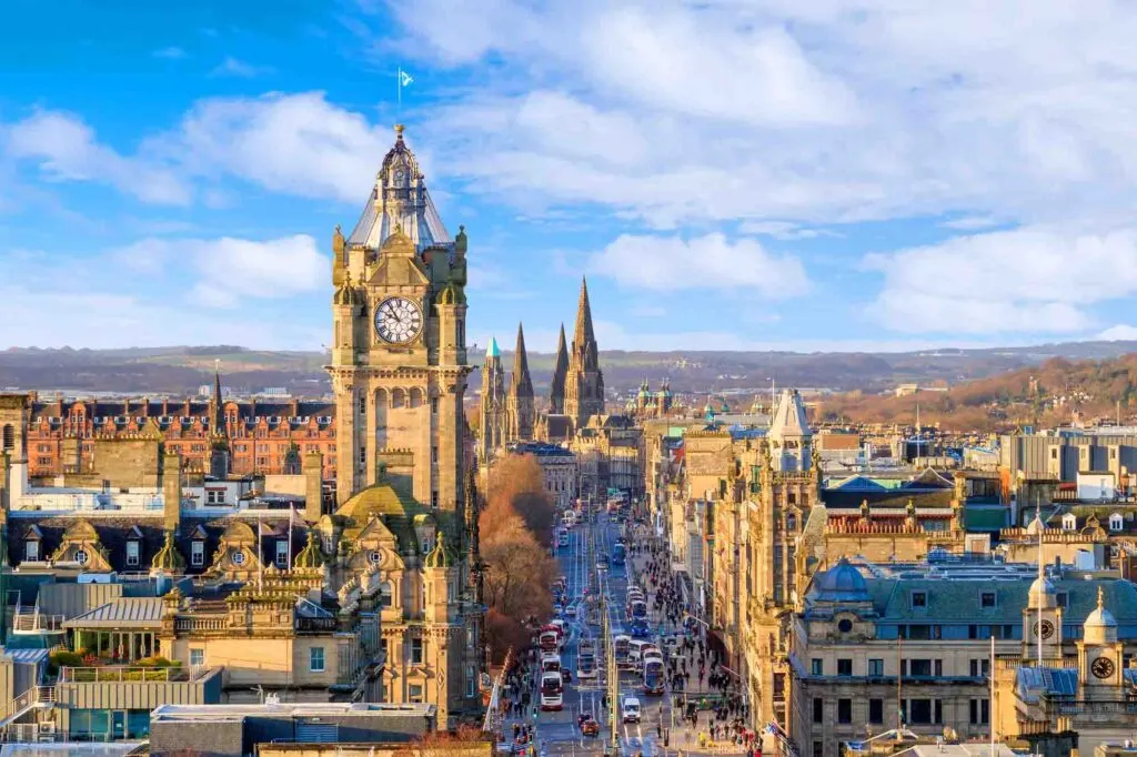 Old town Edinburgh and Edinburgh castle in Scotland UK