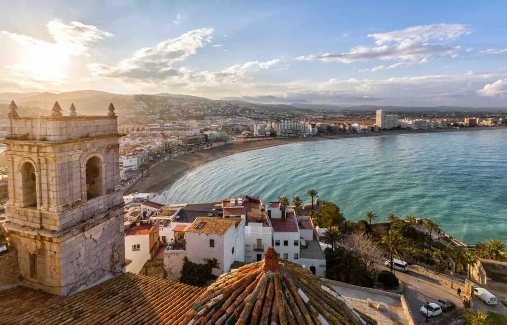 View on Peniscola from the top of Pope Luna's Castle, Valencia, Spain