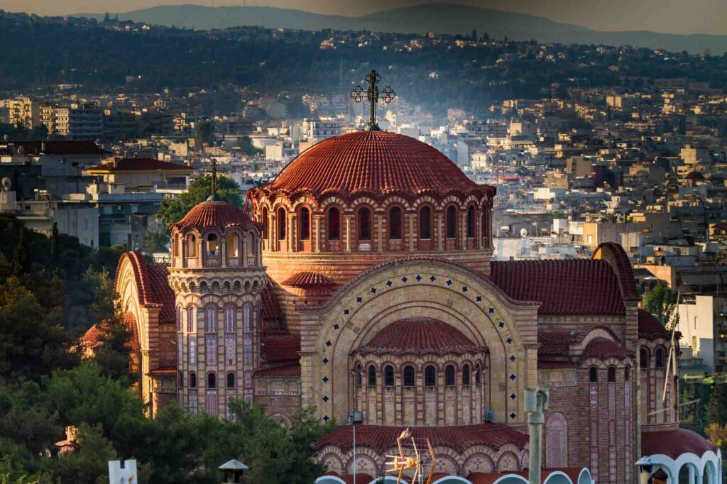 Saint Paul Church, Agios Pavlos, aerial view, Thessaloniki, Greece