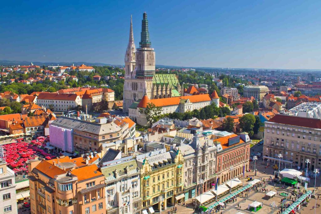 Zagreb's main square in Croatia