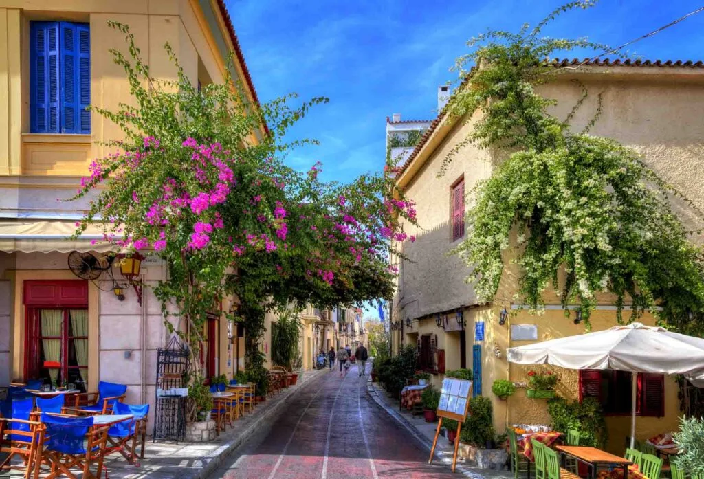 Plaka, an old historical neighborhood of Athens, Greece