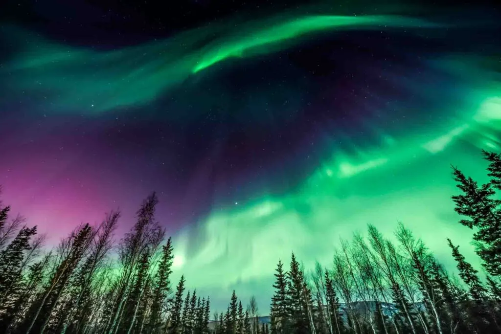 Northern lights shining in the sky of Anchorage, Alaska